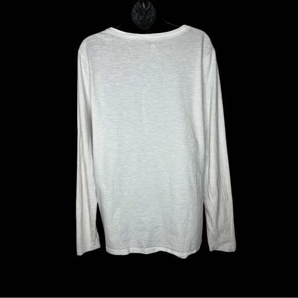 XL Carhartt Women’s Ivory/Gray Subtle Stripe V-Neck Long Sleeve T-Shirt w/Logo - Picture 4 of 8